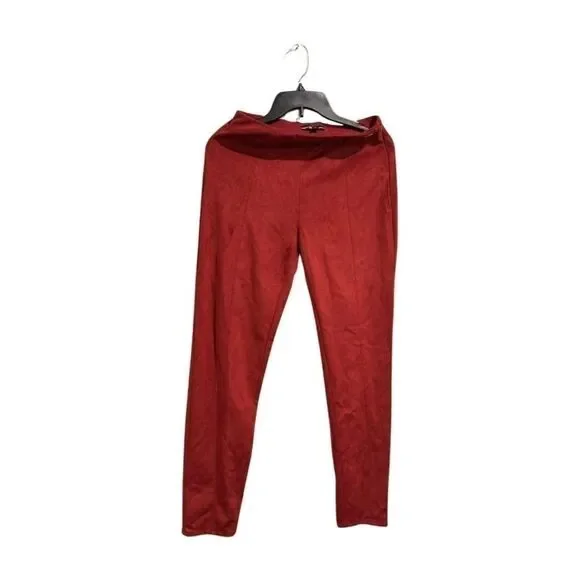 GUESS Women's Maya Faux Suede Leggings pants size L Bordeaux - Picture 12 of 15